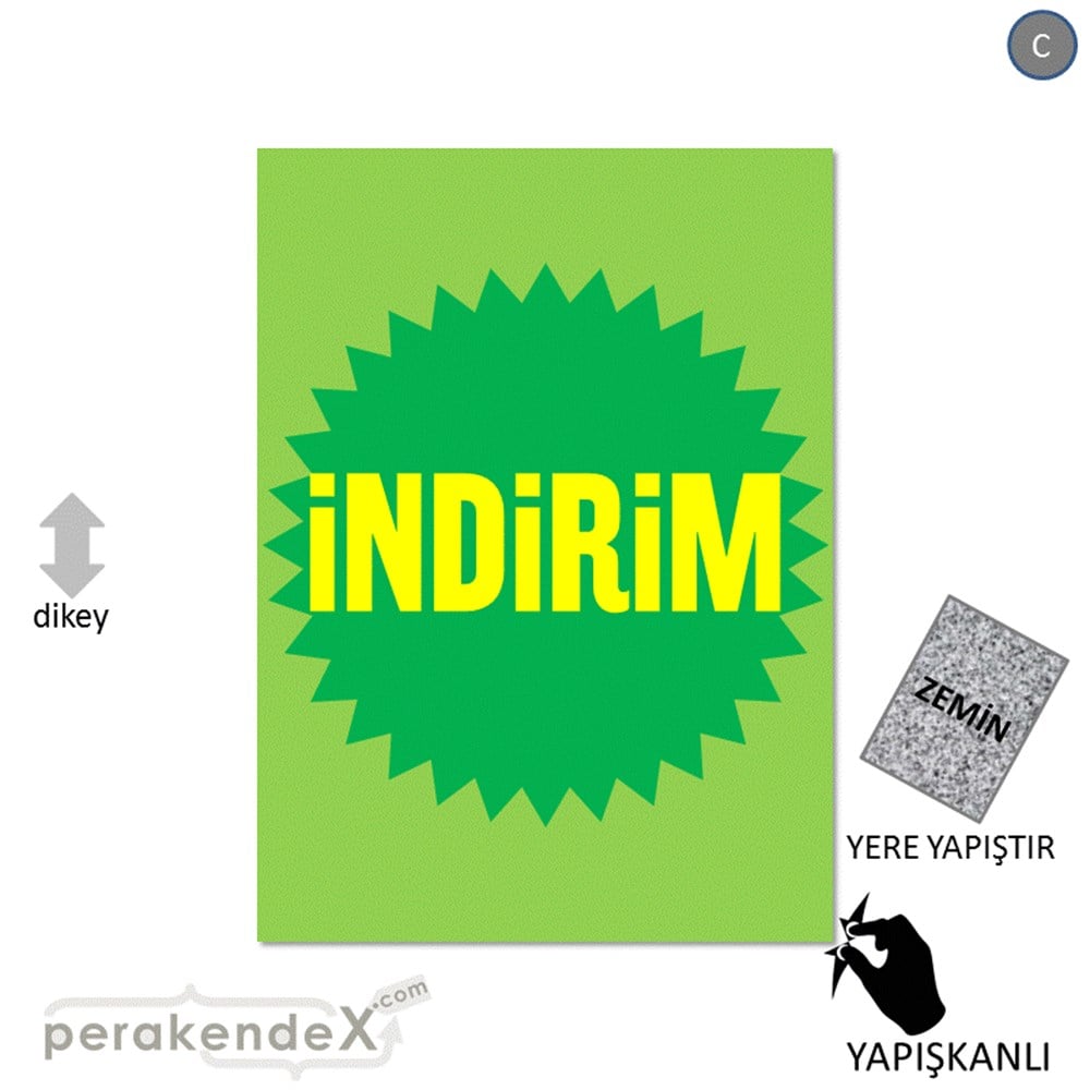 indirim YER ZEMİNE YAPIŞIR -dikdörtgen,tek yön baskı
