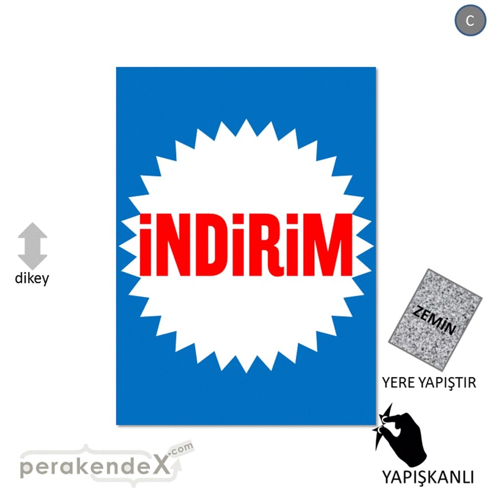 indirim YER ZEMİNE YAPIŞIR -dikdörtgen,tek yön baskı