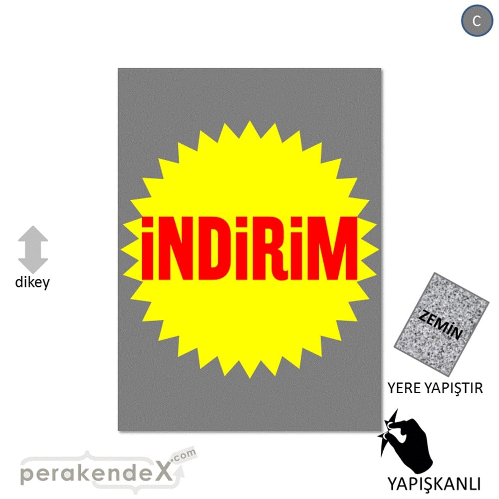 indirim YER ZEMİNE YAPIŞIR -dikdörtgen,tek yön baskı