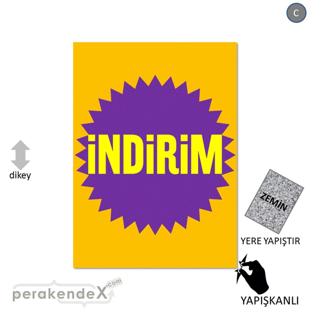 indirim YER ZEMİNE YAPIŞIR -dikdörtgen,tek yön baskı
