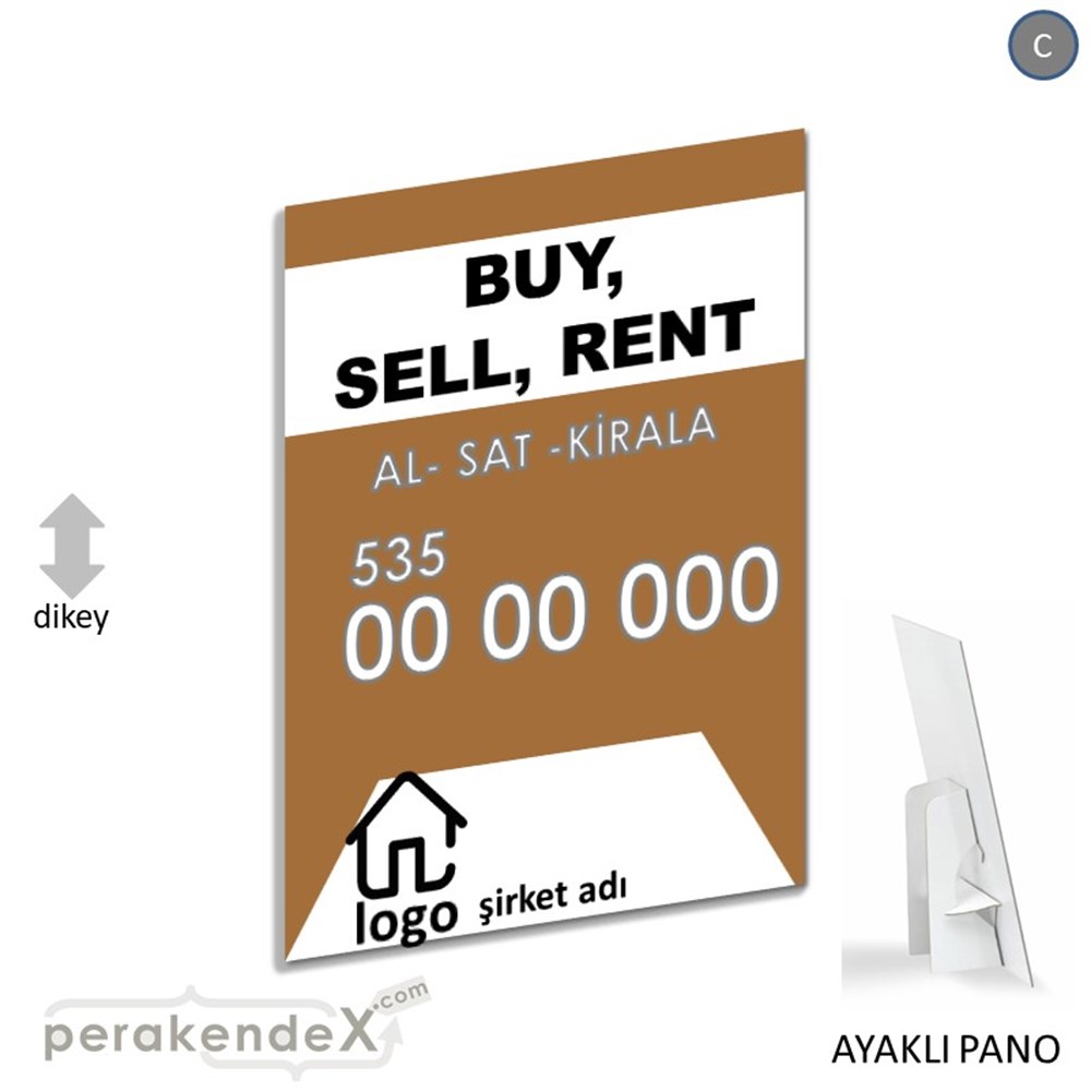 İngilizce Al & Sat & Kirala Yazısı 004 KARTON AYAKLI POSTER,  PANO -dikdörtgen,tek yön baskıkarton ayaklı poster,  pano