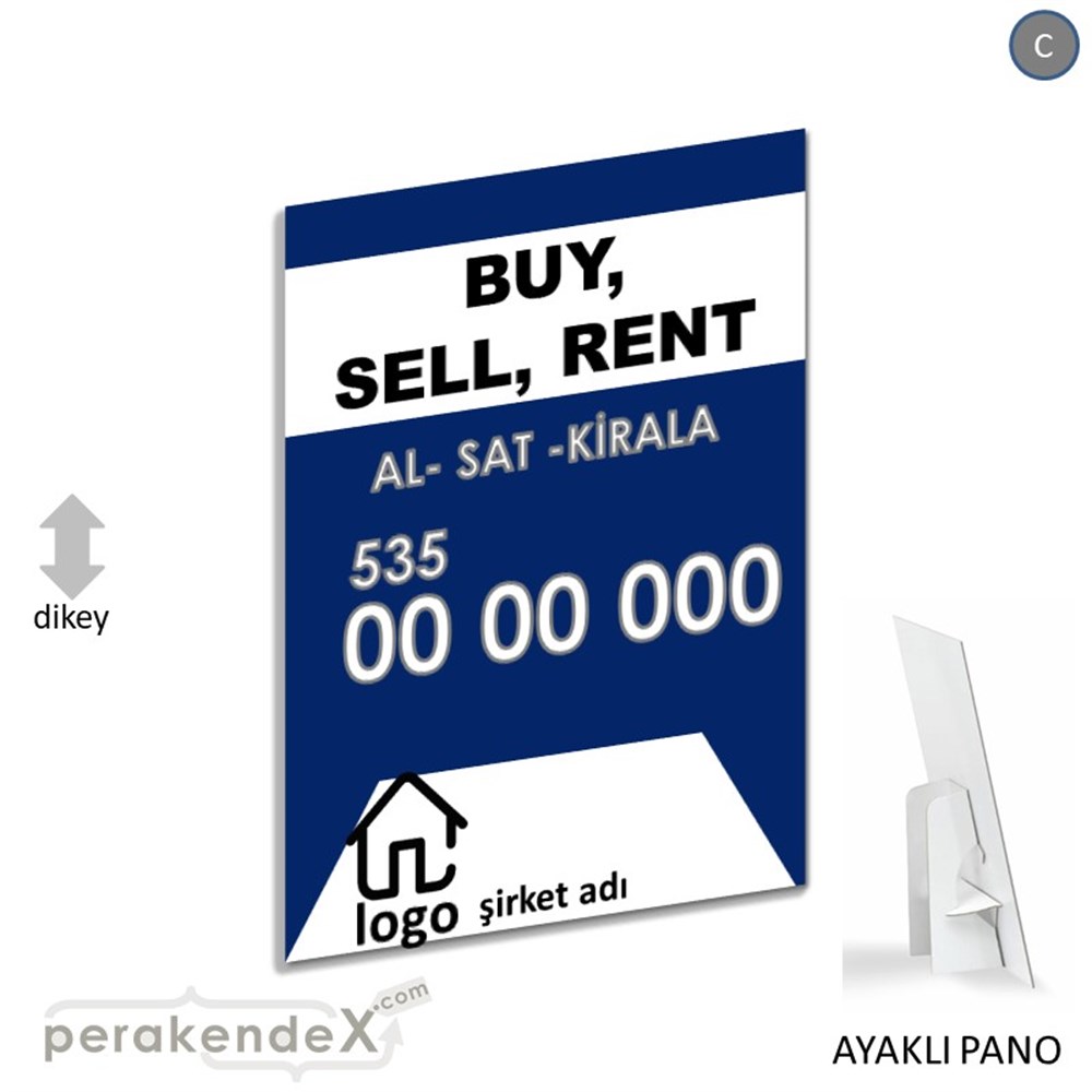 İngilizce Al & Sat & Kirala Yazısı 004 KARTON AYAKLI POSTER,  PANO -dikdörtgen,tek yön baskıkarton ayaklı poster,  pano
