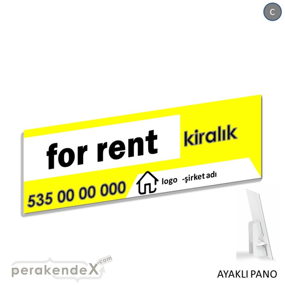 İngilizce Kiralık Yazısı 003 KARTON AYAKLI POSTER,  PANO (BANNER) -dikdörtgen,tek yön baskıkarton ayaklı poster,  pano