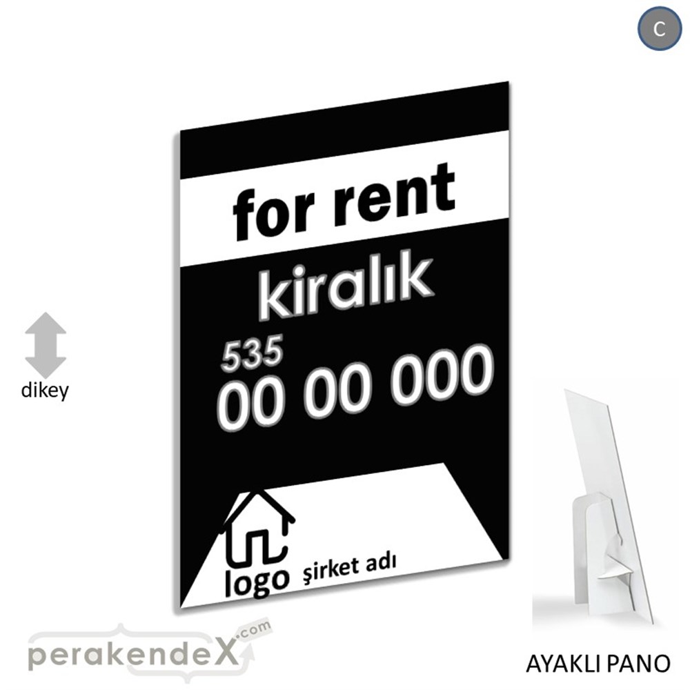 İngilizce Kiralık Yazısı 003 KARTON AYAKLI POSTER,  PANO -dikdörtgen,tek yön baskıkarton ayaklı poster,  pano