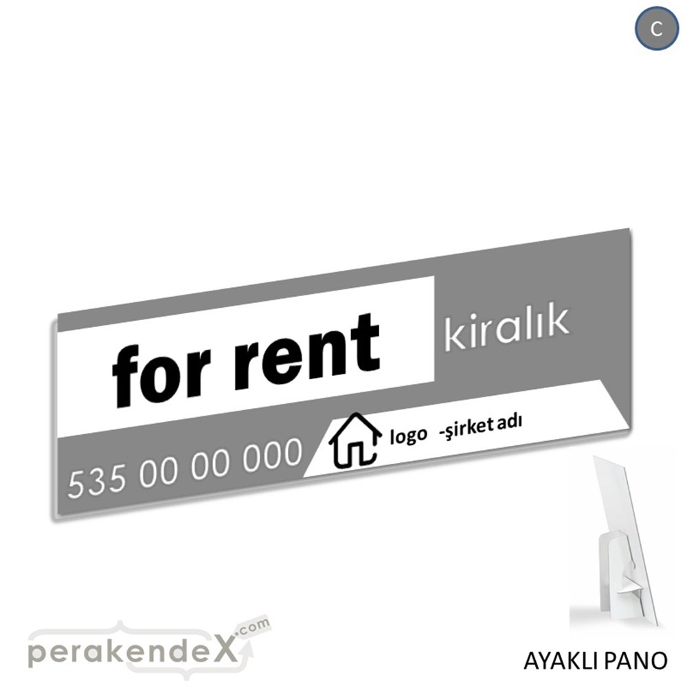 İngilizce Kiralık Yazısı 003 KARTON AYAKLI POSTER,  PANO (BANNER) -dikdörtgen,tek yön baskıkarton ayaklı poster,  pano