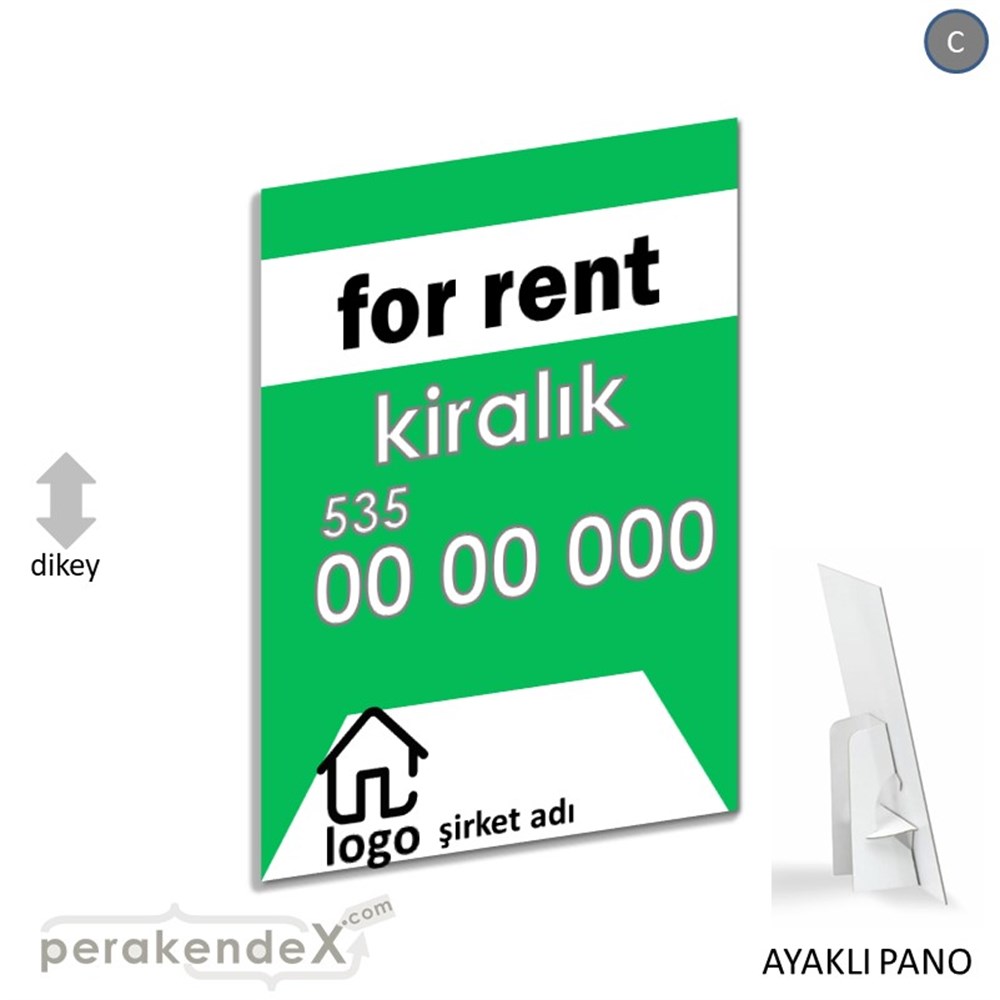 İngilizce Kiralık Yazısı 003 KARTON AYAKLI POSTER,  PANO -dikdörtgen,tek yön baskıkarton ayaklı poster,  pano