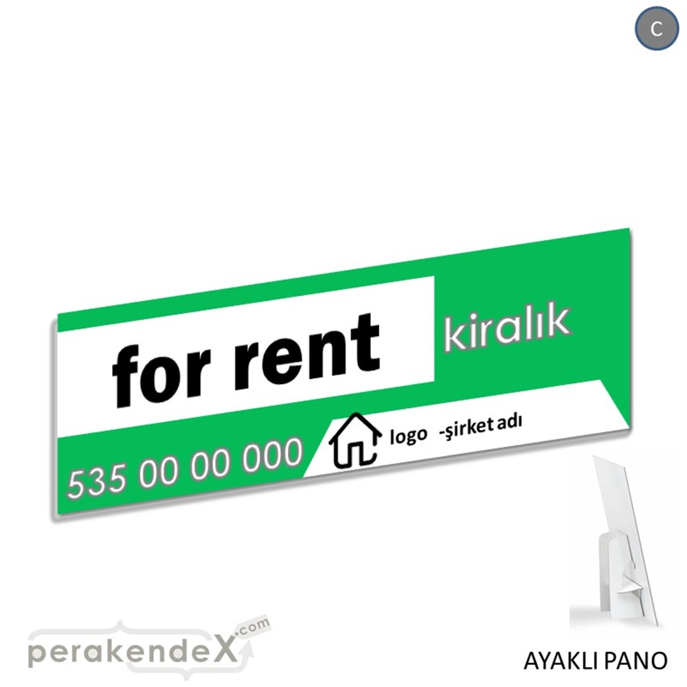 İngilizce Kiralık Yazısı 003 KARTON AYAKLI POSTER,  PANO (BANNER) -dikdörtgen,tek yön baskıkarton ayaklı poster,  pano