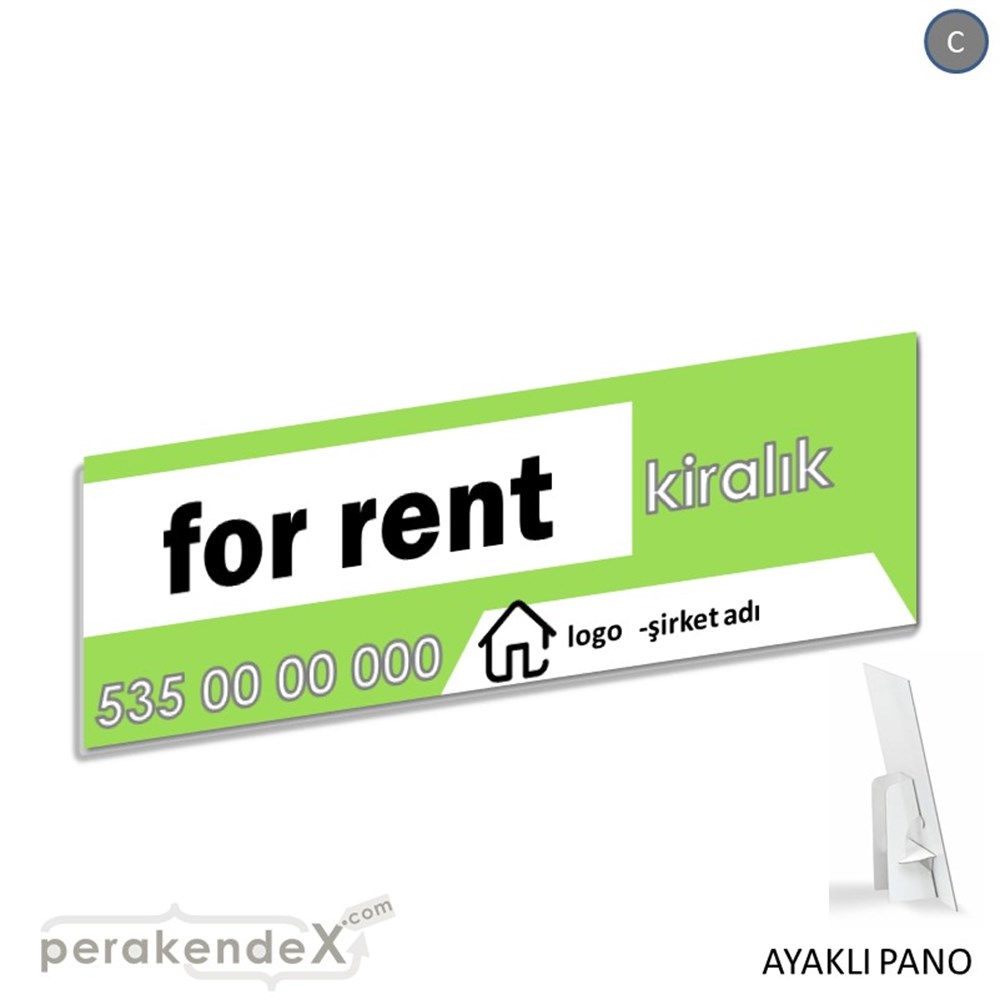 İngilizce Kiralık Yazısı 003 KARTON AYAKLI POSTER,  PANO (BANNER) -dikdörtgen,tek yön baskıkarton ayaklı poster,  pano
