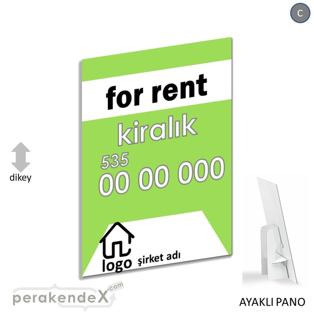 İngilizce Kiralık Yazısı 003 KARTON AYAKLI POSTER,  PANO -dikdörtgen,tek yön baskıkarton ayaklı poster,  pano