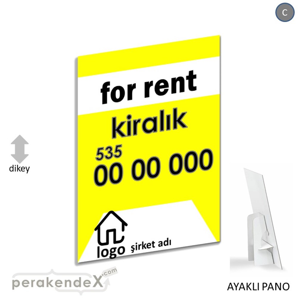 İngilizce Kiralık Yazısı 003 KARTON AYAKLI POSTER,  PANO -dikdörtgen,tek yön baskıkarton ayaklı poster,  pano