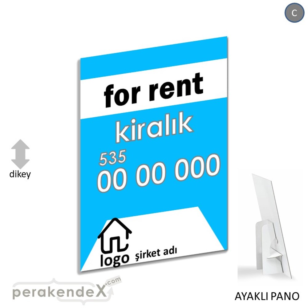 İngilizce Kiralık Yazısı 003 KARTON AYAKLI POSTER,  PANO -dikdörtgen,tek yön baskıkarton ayaklı poster,  pano