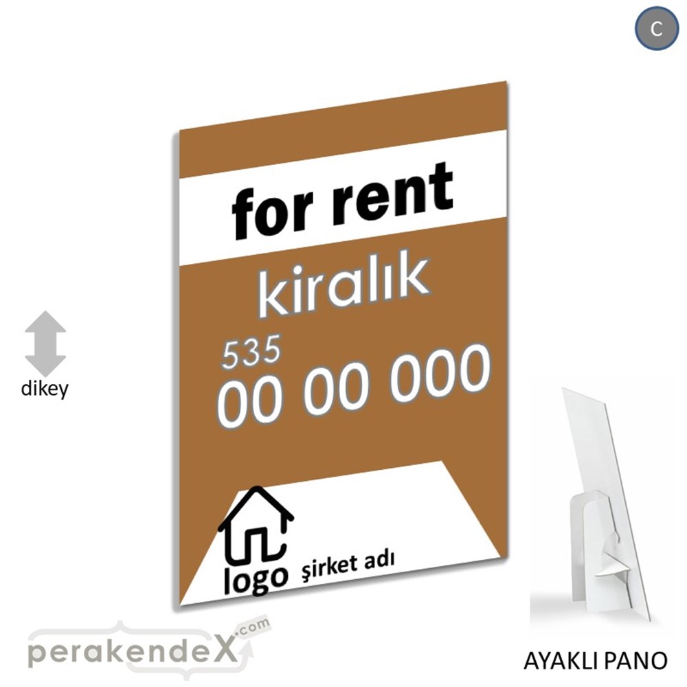 İngilizce Kiralık Yazısı 003 KARTON AYAKLI POSTER,  PANO -dikdörtgen,tek yön baskıkarton ayaklı poster,  pano