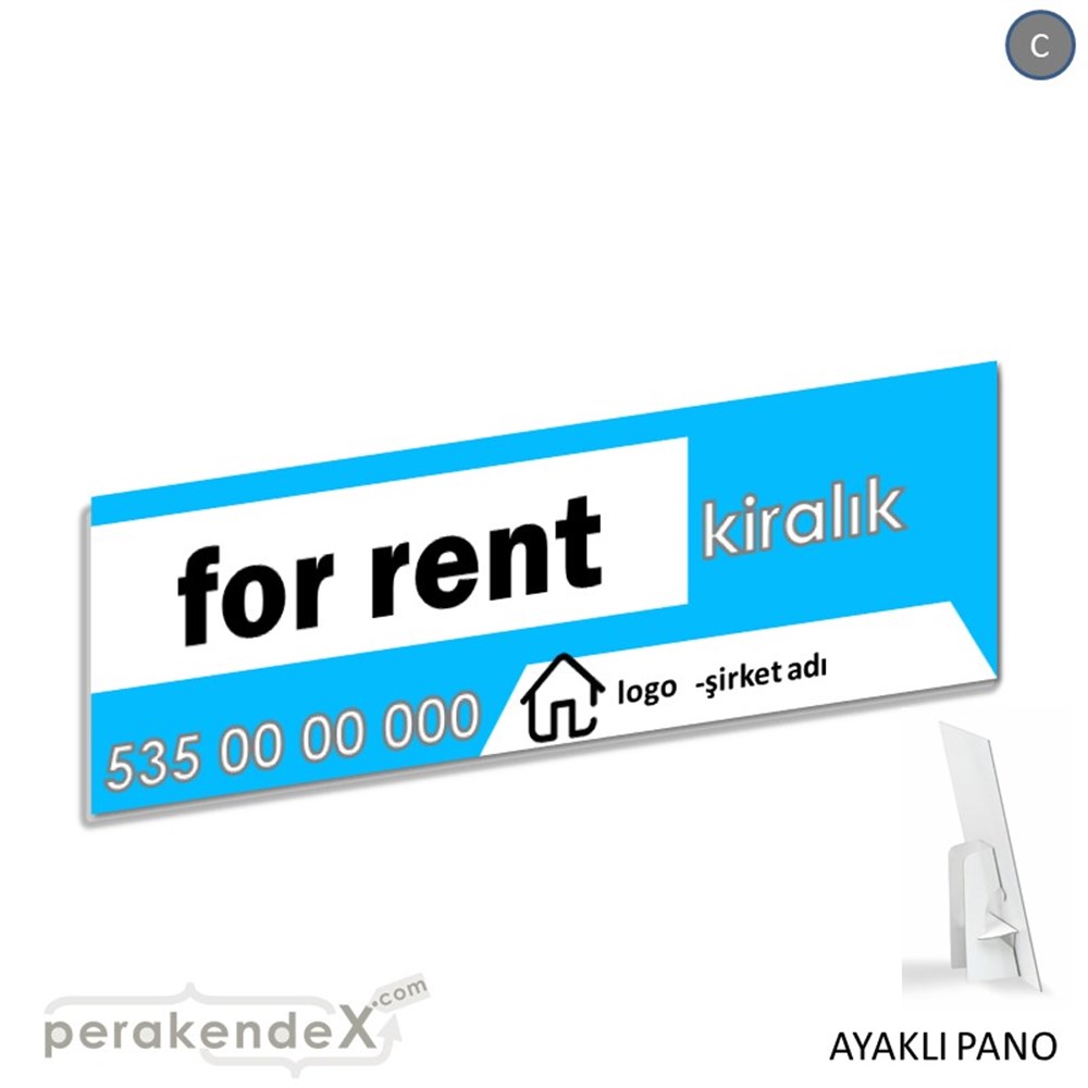 İngilizce Kiralık Yazısı 003 KARTON AYAKLI POSTER,  PANO (BANNER) -dikdörtgen,tek yön baskıkarton ayaklı poster,  pano