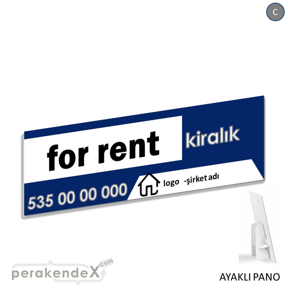 İngilizce Kiralık Yazısı 003 KARTON AYAKLI POSTER,  PANO (BANNER) -dikdörtgen,tek yön baskıkarton ayaklı poster,  pano