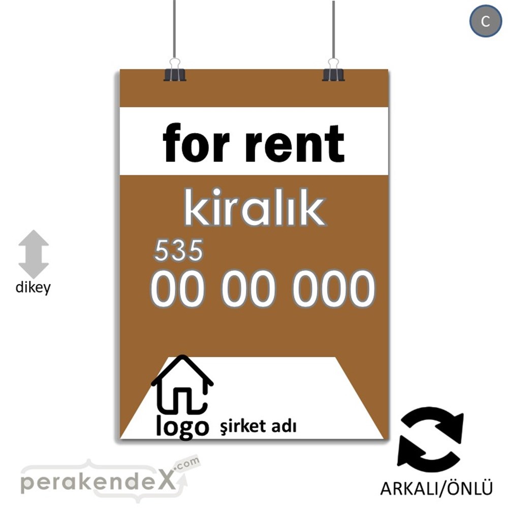 İngilizce Kiralık Yazısı 003 SERT PLASTİK POSTER,  AFİŞ -dikdörtgen,çift yön baskısert plastik poster,  afiş