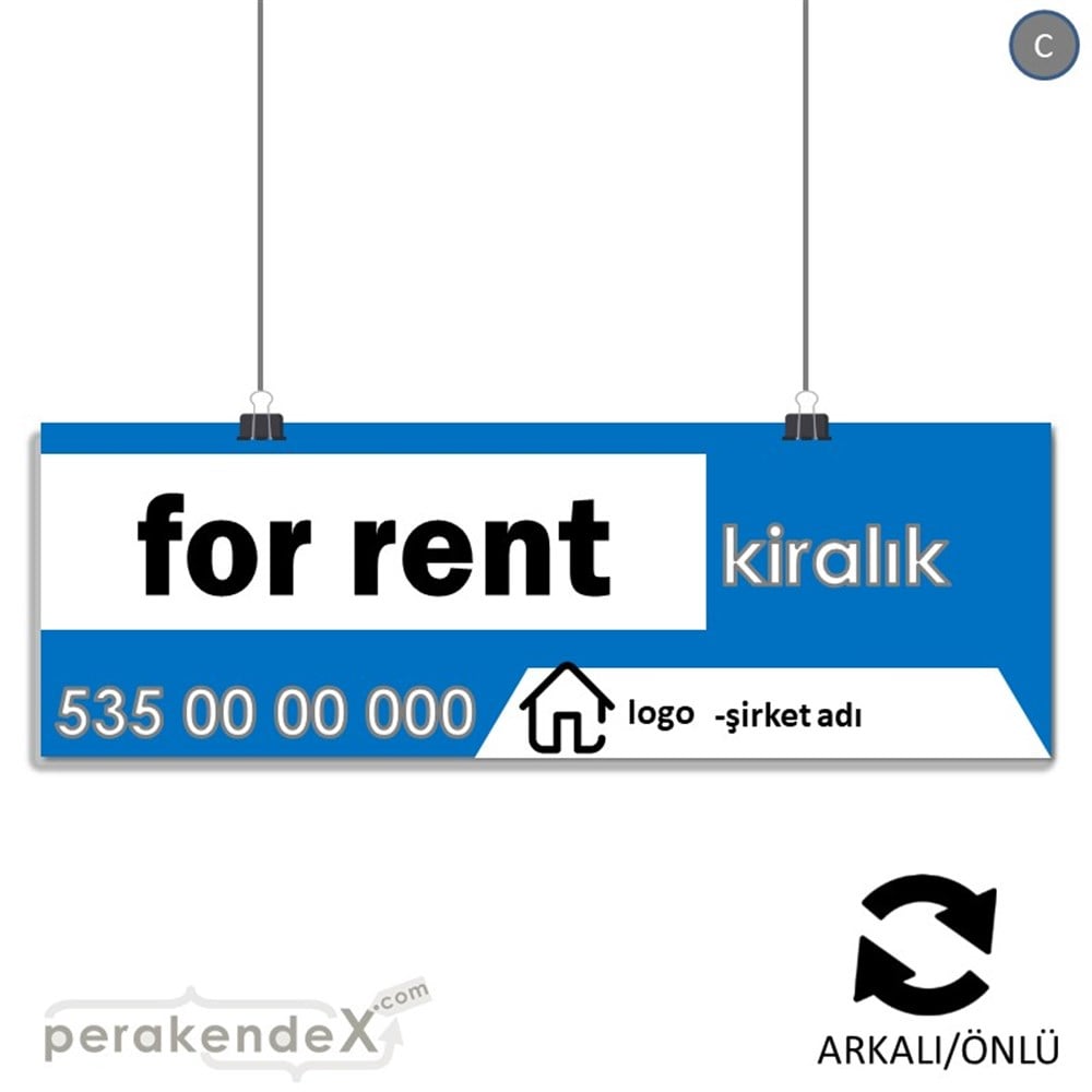 İngilizce Kiralık Yazısı 003 SERT PLASTİK POSTER,  AFİŞ (BANNER) -dikdörtgen,çift yön baskısert plastik poster,  afiş