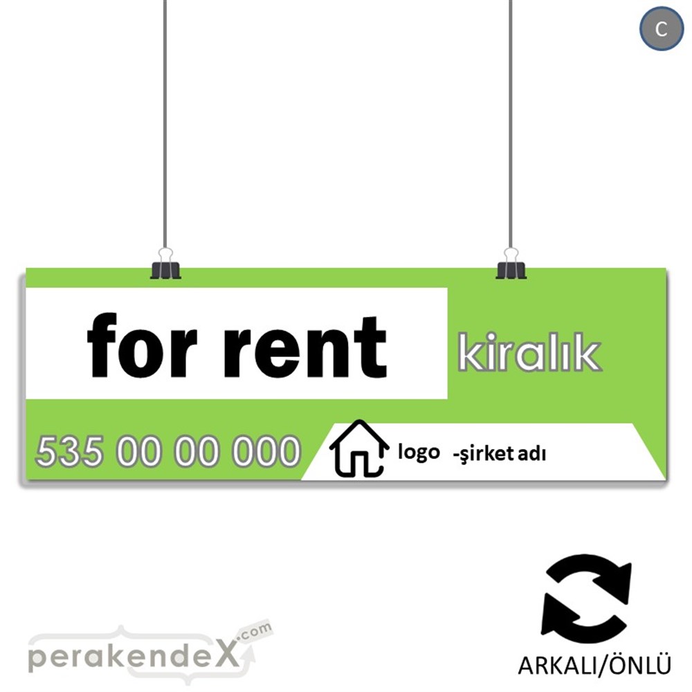 İngilizce Kiralık Yazısı 003 SERT PLASTİK POSTER,  AFİŞ (BANNER) -dikdörtgen,çift yön baskısert plastik poster,  afiş