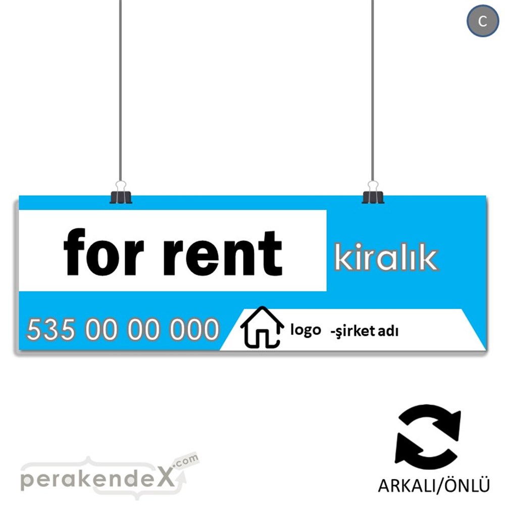 İngilizce Kiralık Yazısı 003 SERT PLASTİK POSTER,  AFİŞ (BANNER) -dikdörtgen,çift yön baskısert plastik poster,  afiş