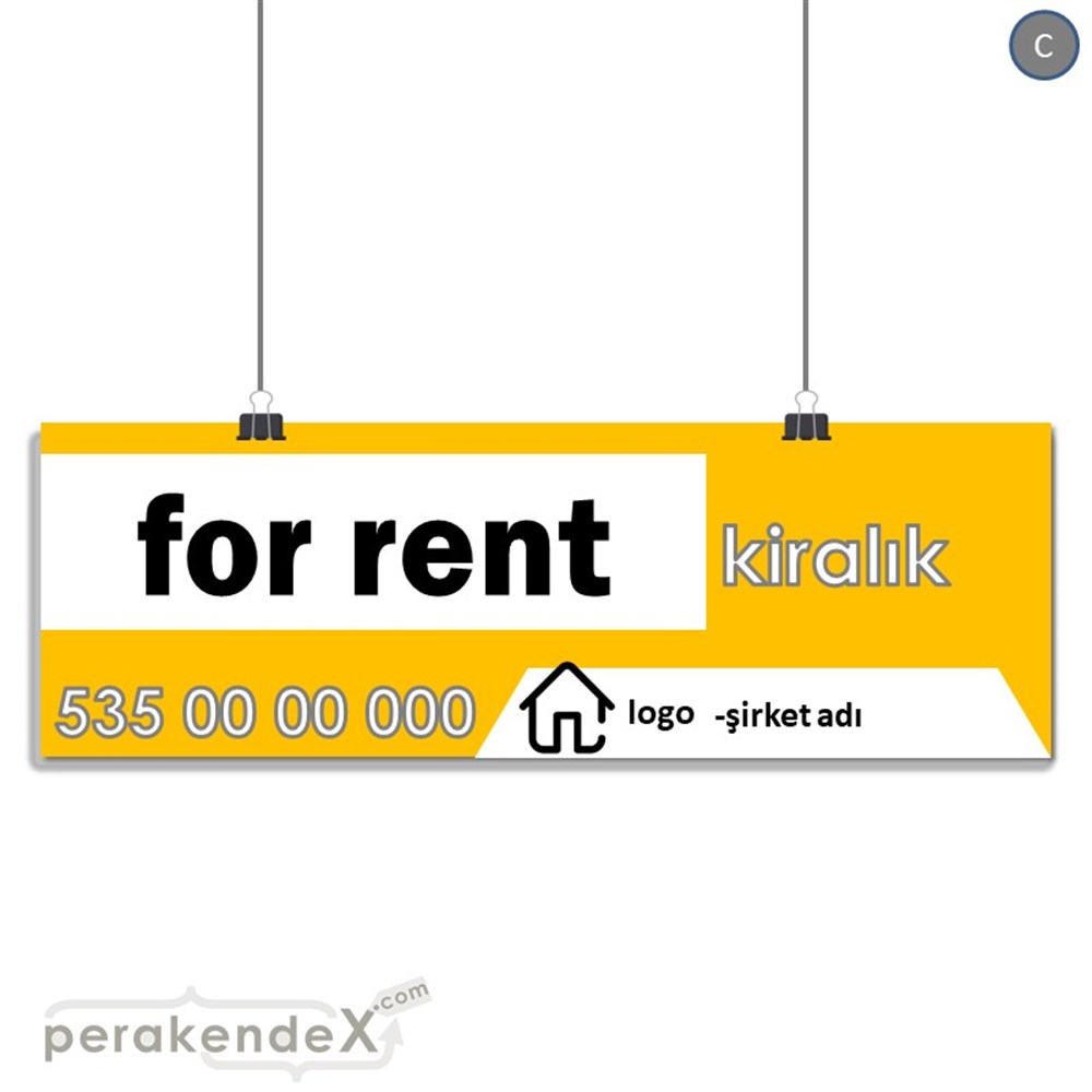 İngilizce Kiralık Yazısı 003 SERT PLASTİK POSTER,  AFİŞ (BANNER) -dikdörtgen,tek yön baskısert plastik poster,  afiş
