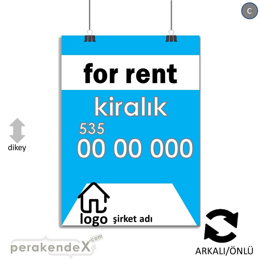 İngilizce Kiralık Yazısı 003 SERT PLASTİK POSTER,  AFİŞ -dikdörtgen,çift yön baskısert plastik poster,  afiş