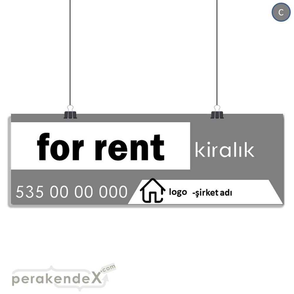 İngilizce Kiralık Yazısı 003 SERT PLASTİK POSTER,  AFİŞ (BANNER) -dikdörtgen,tek yön baskısert plastik poster,  afiş