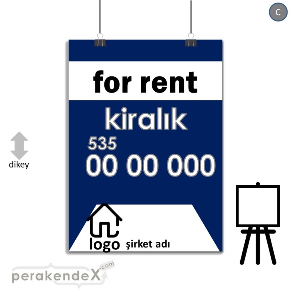 İngilizce Kiralık Yazısı 003 SERT PLASTİK POSTER,  AFİŞ -dikdörtgen,tek yön baskısert plastik poster,  afiş