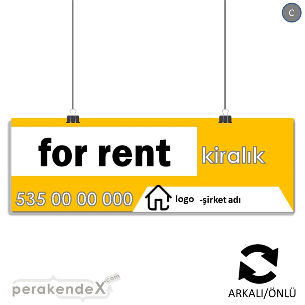 İngilizce Kiralık Yazısı 003 SERT PLASTİK POSTER,  AFİŞ (BANNER) -dikdörtgen,çift yön baskısert plastik poster,  afiş