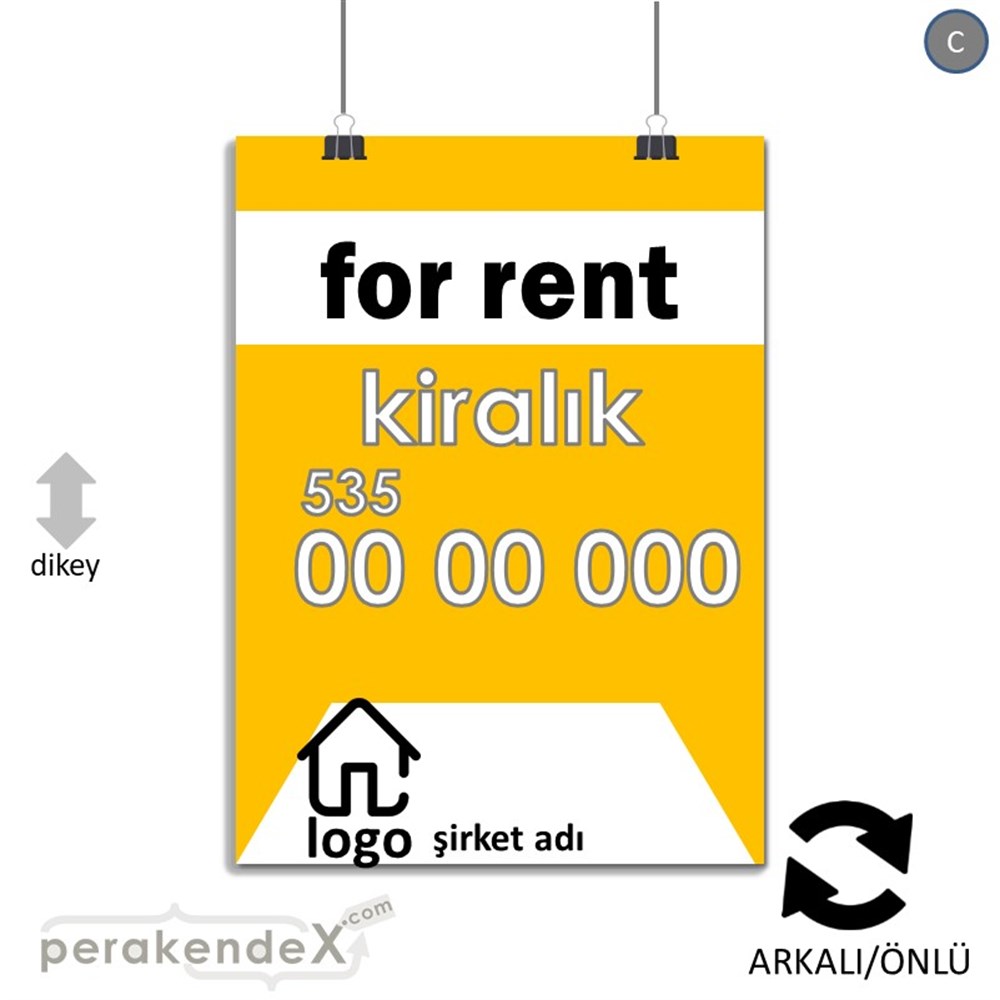 İngilizce Kiralık Yazısı 003 SERT PLASTİK POSTER,  AFİŞ -dikdörtgen,çift yön baskısert plastik poster,  afiş