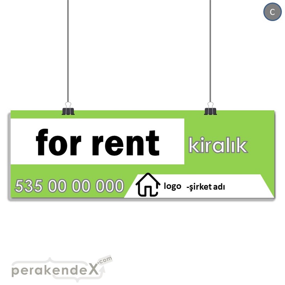 İngilizce Kiralık Yazısı 003 SERT PLASTİK POSTER,  AFİŞ (BANNER) -dikdörtgen,tek yön baskısert plastik poster,  afiş