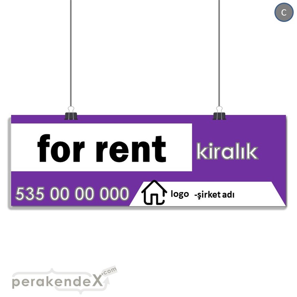 İngilizce Kiralık Yazısı 003 SERT PLASTİK POSTER,  AFİŞ (BANNER) -dikdörtgen,tek yön baskısert plastik poster,  afiş