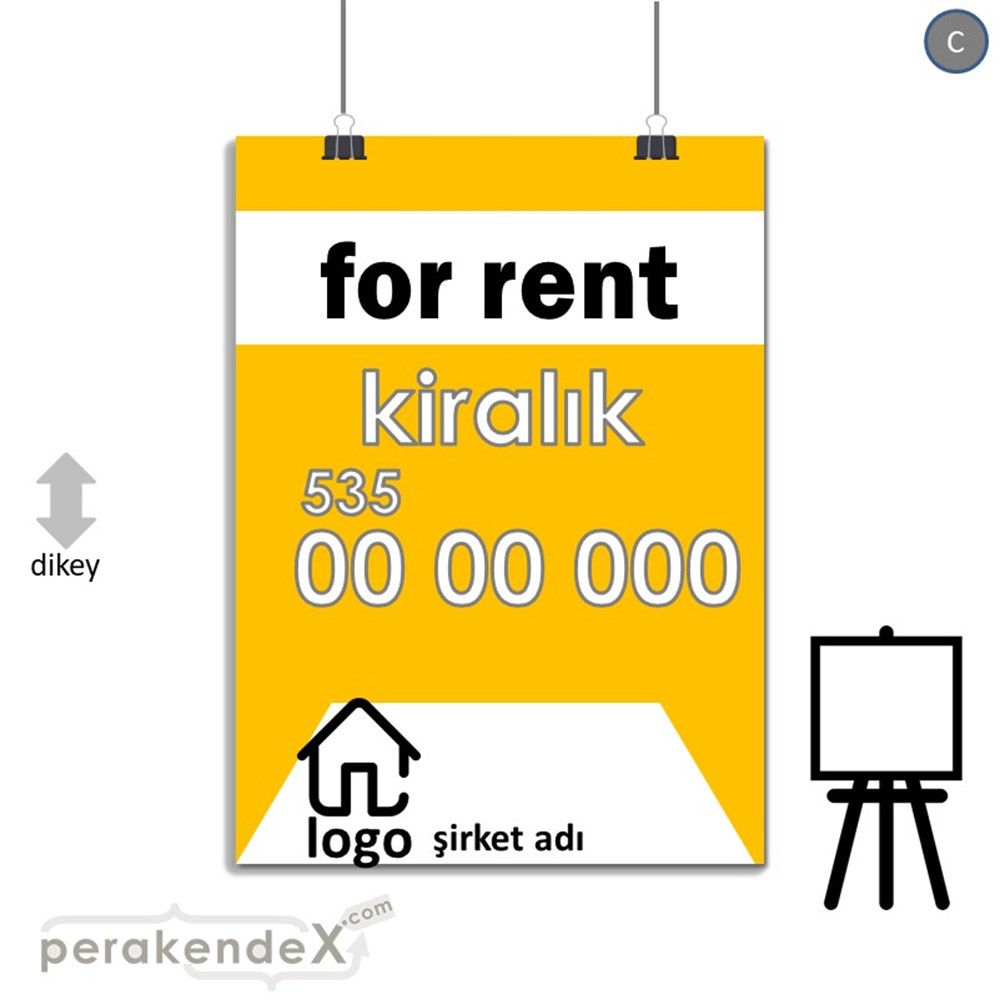 İngilizce Kiralık Yazısı 003 SERT PLASTİK POSTER,  AFİŞ -dikdörtgen,tek yön baskısert plastik poster,  afiş