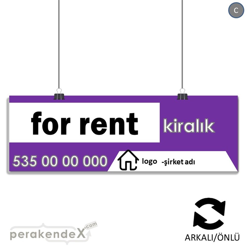 İngilizce Kiralık Yazısı 003 SERT PLASTİK POSTER,  AFİŞ (BANNER) -dikdörtgen,çift yön baskısert plastik poster,  afiş