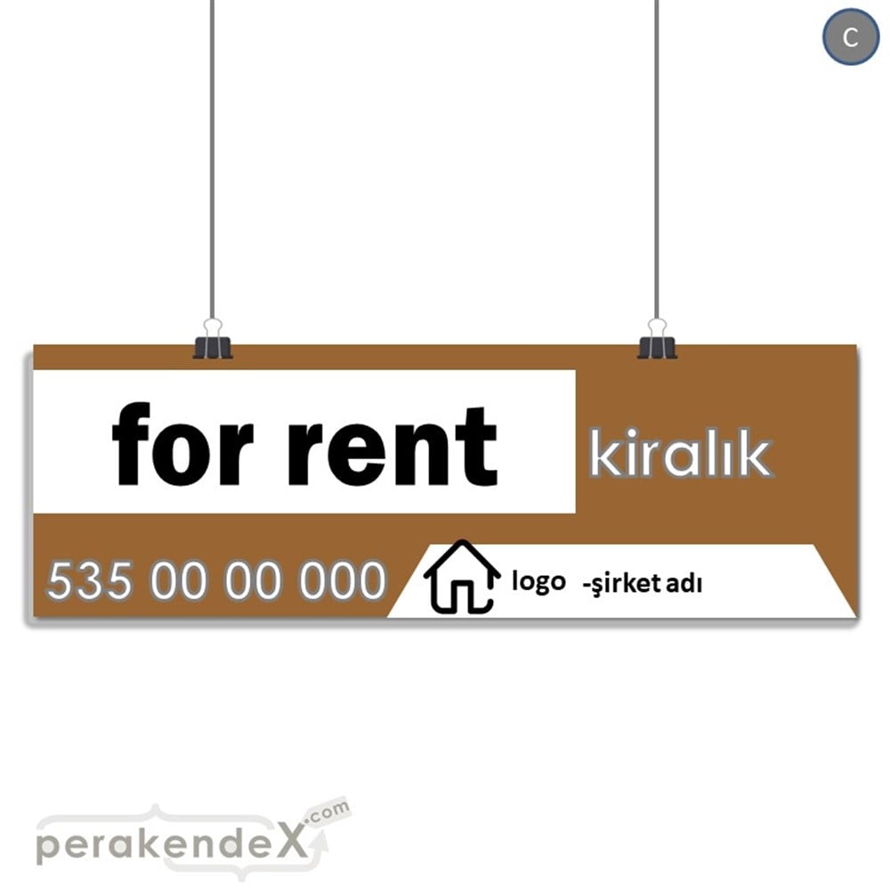 İngilizce Kiralık Yazısı 003 SERT PLASTİK POSTER,  AFİŞ (BANNER) -dikdörtgen,tek yön baskısert plastik poster,  afiş