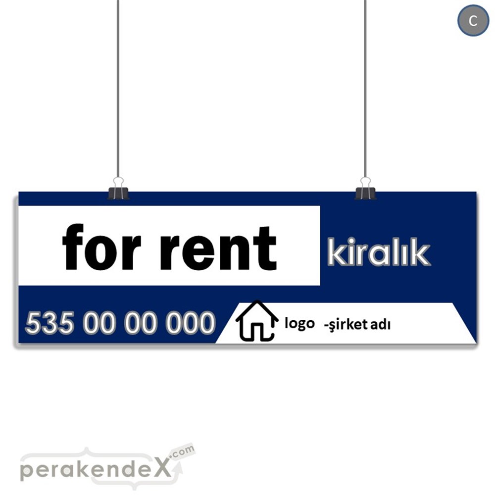 İngilizce Kiralık Yazısı 003 SERT PLASTİK POSTER,  AFİŞ (BANNER) -dikdörtgen,tek yön baskısert plastik poster,  afiş