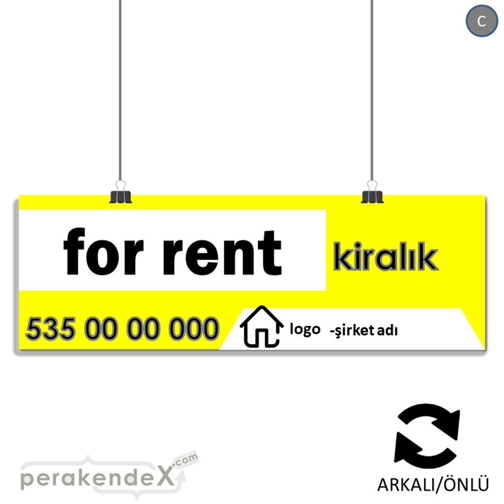 İngilizce Kiralık Yazısı 003 SERT PLASTİK POSTER,  AFİŞ (BANNER) -dikdörtgen,çift yön baskısert plastik poster,  afiş