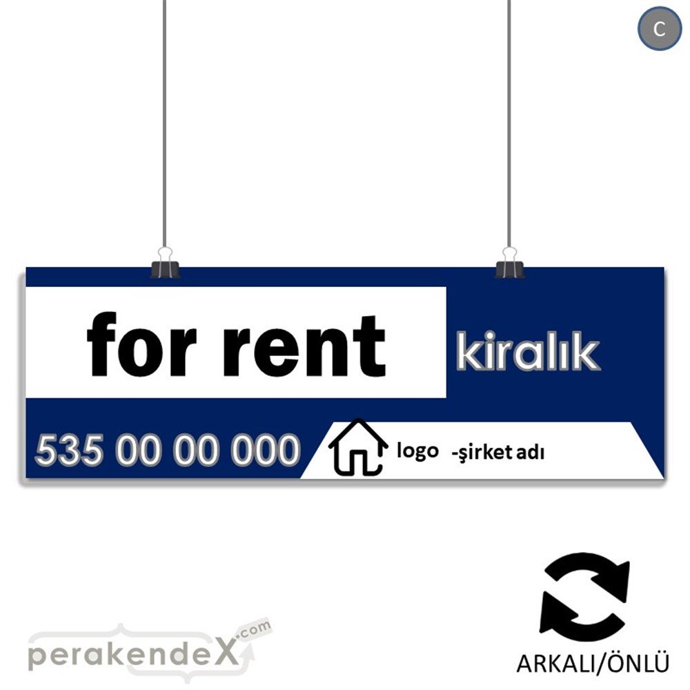 İngilizce Kiralık Yazısı 003 SERT PLASTİK POSTER,  AFİŞ (BANNER) -dikdörtgen,çift yön baskısert plastik poster,  afiş