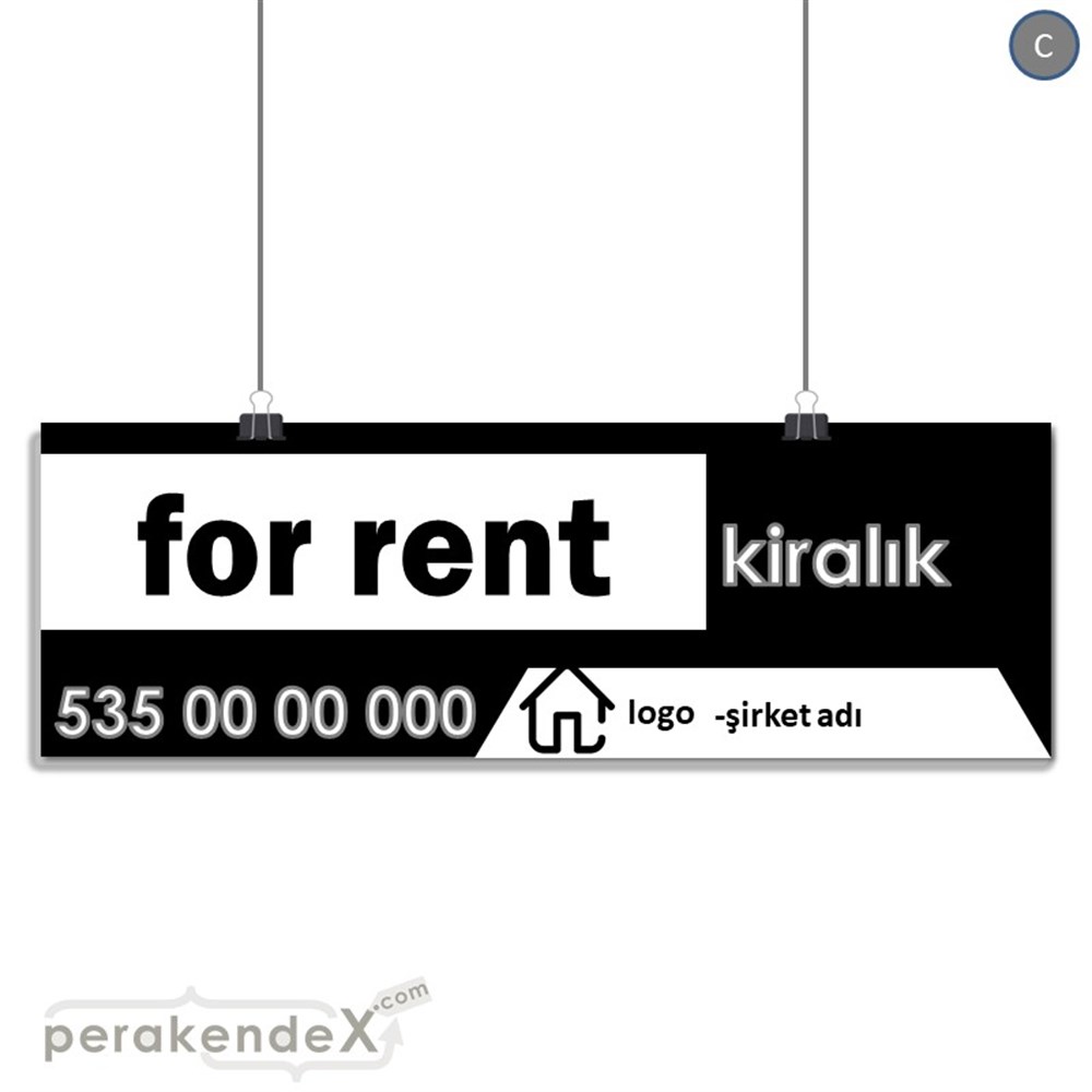 İngilizce Kiralık Yazısı 003 SERT PLASTİK POSTER,  AFİŞ (BANNER) -dikdörtgen,tek yön baskısert plastik poster,  afiş