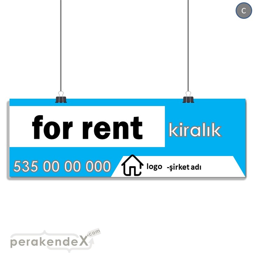İngilizce Kiralık Yazısı 003 SERT PLASTİK POSTER,  AFİŞ (BANNER) -dikdörtgen,tek yön baskısert plastik poster,  afiş