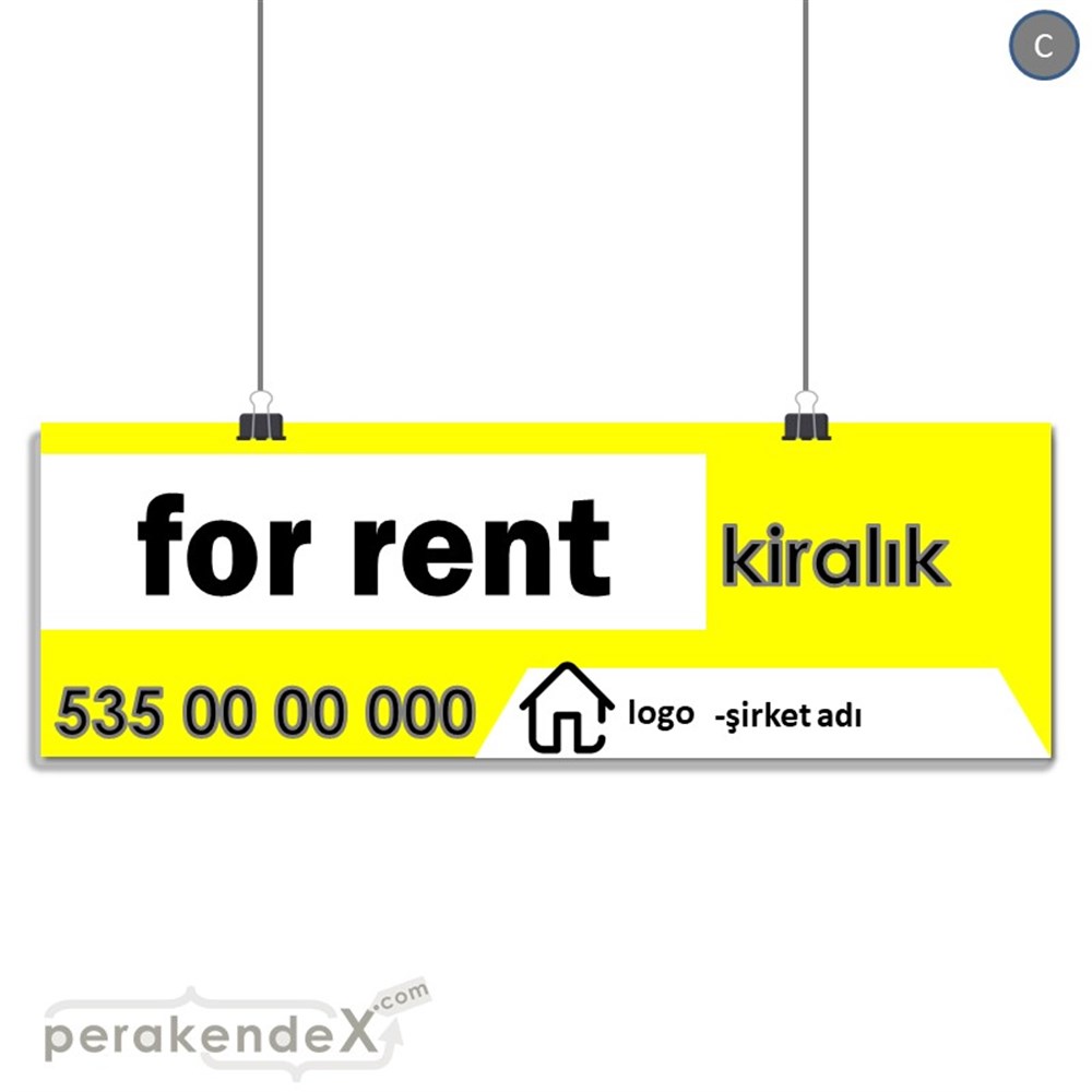 İngilizce Kiralık Yazısı 003 SERT PLASTİK POSTER,  AFİŞ (BANNER) -dikdörtgen,tek yön baskısert plastik poster,  afiş