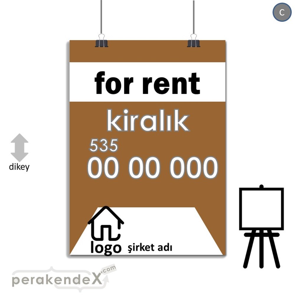 İngilizce Kiralık Yazısı 003 SERT PLASTİK POSTER,  AFİŞ -dikdörtgen,tek yön baskısert plastik poster,  afiş