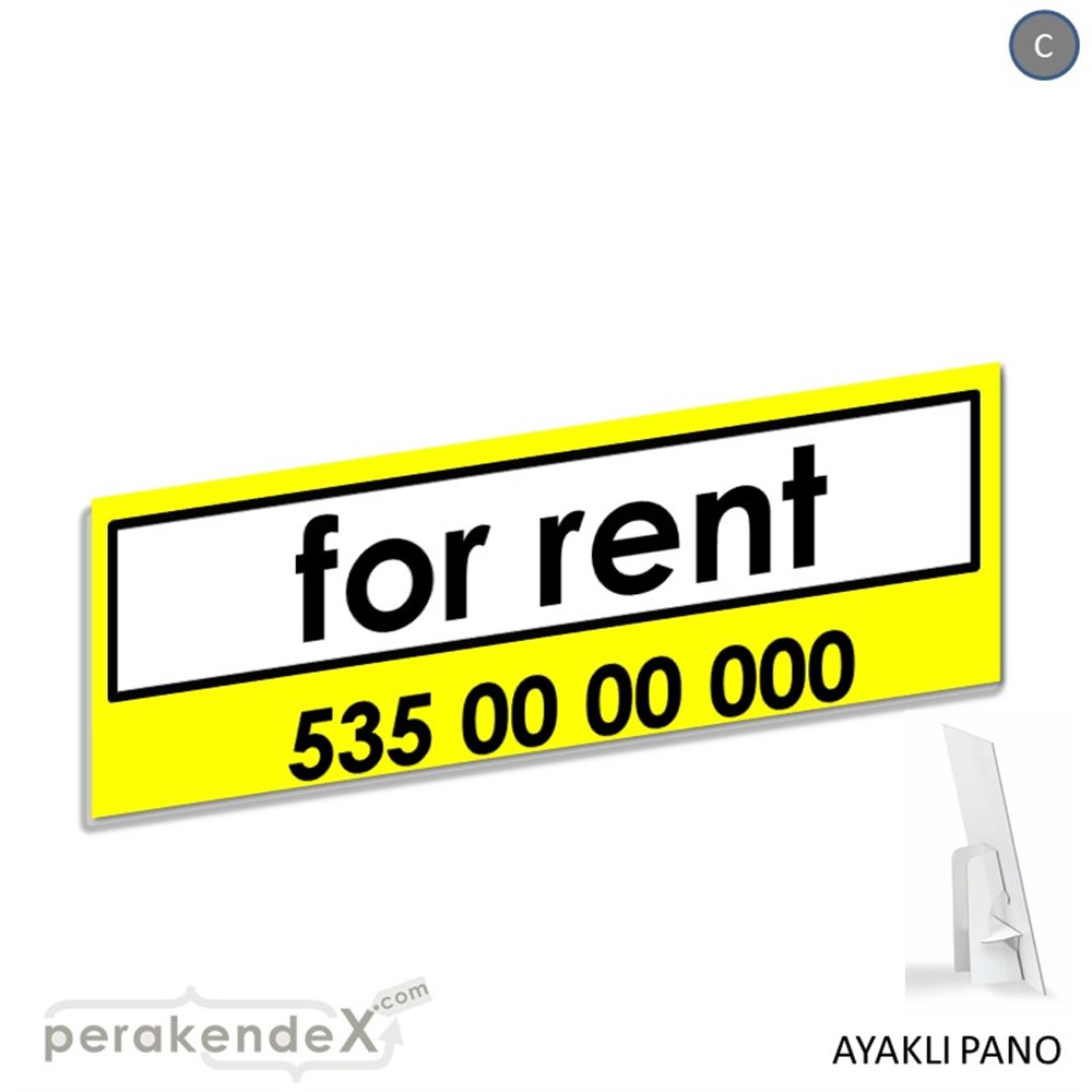 İngilizce Kiralık Yazısı 005 KARTON AYAKLI POSTER,  PANO (BANNER) -dikdörtgen,tek yön baskıkarton ayaklı poster,  pano