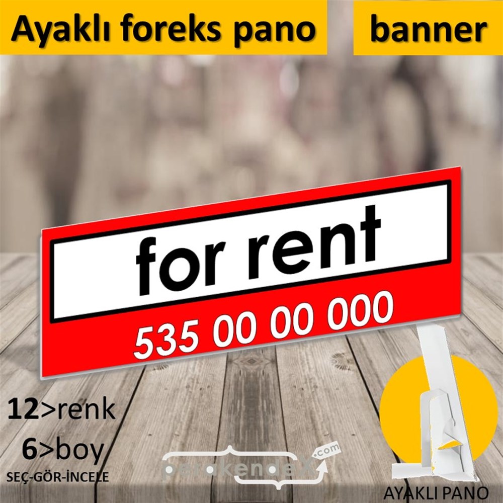 İngilizce Kiralık Yazısı 005 KARTON AYAKLI POSTER,  PANO (BANNER) -dikdörtgen,tek yön baskıkarton ayaklı poster,  pano