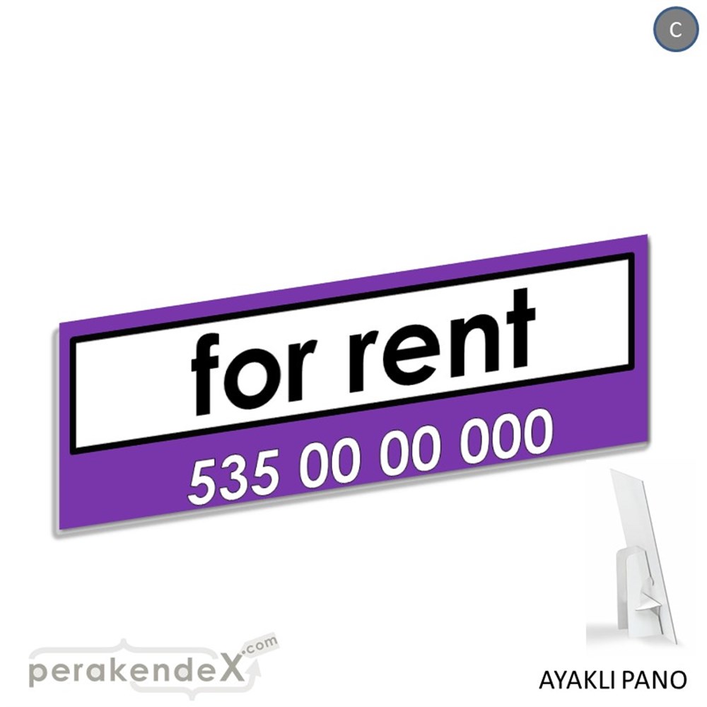 İngilizce Kiralık Yazısı 005 KARTON AYAKLI POSTER,  PANO (BANNER) -dikdörtgen,tek yön baskıkarton ayaklı poster,  pano