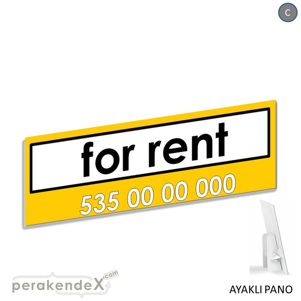 İngilizce Kiralık Yazısı 005 KARTON AYAKLI POSTER,  PANO (BANNER) -dikdörtgen,tek yön baskıkarton ayaklı poster,  pano