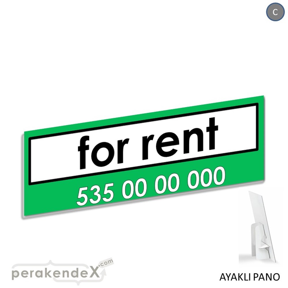 İngilizce Kiralık Yazısı 005 KARTON AYAKLI POSTER,  PANO (BANNER) -dikdörtgen,tek yön baskıkarton ayaklı poster,  pano