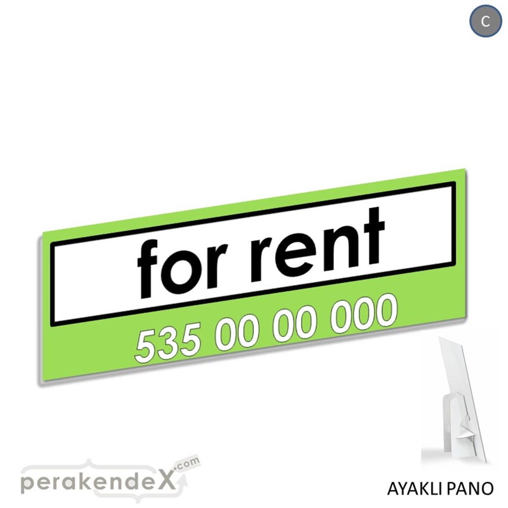 İngilizce Kiralık Yazısı 005 KARTON AYAKLI POSTER,  PANO (BANNER) -dikdörtgen,tek yön baskıkarton ayaklı poster,  pano