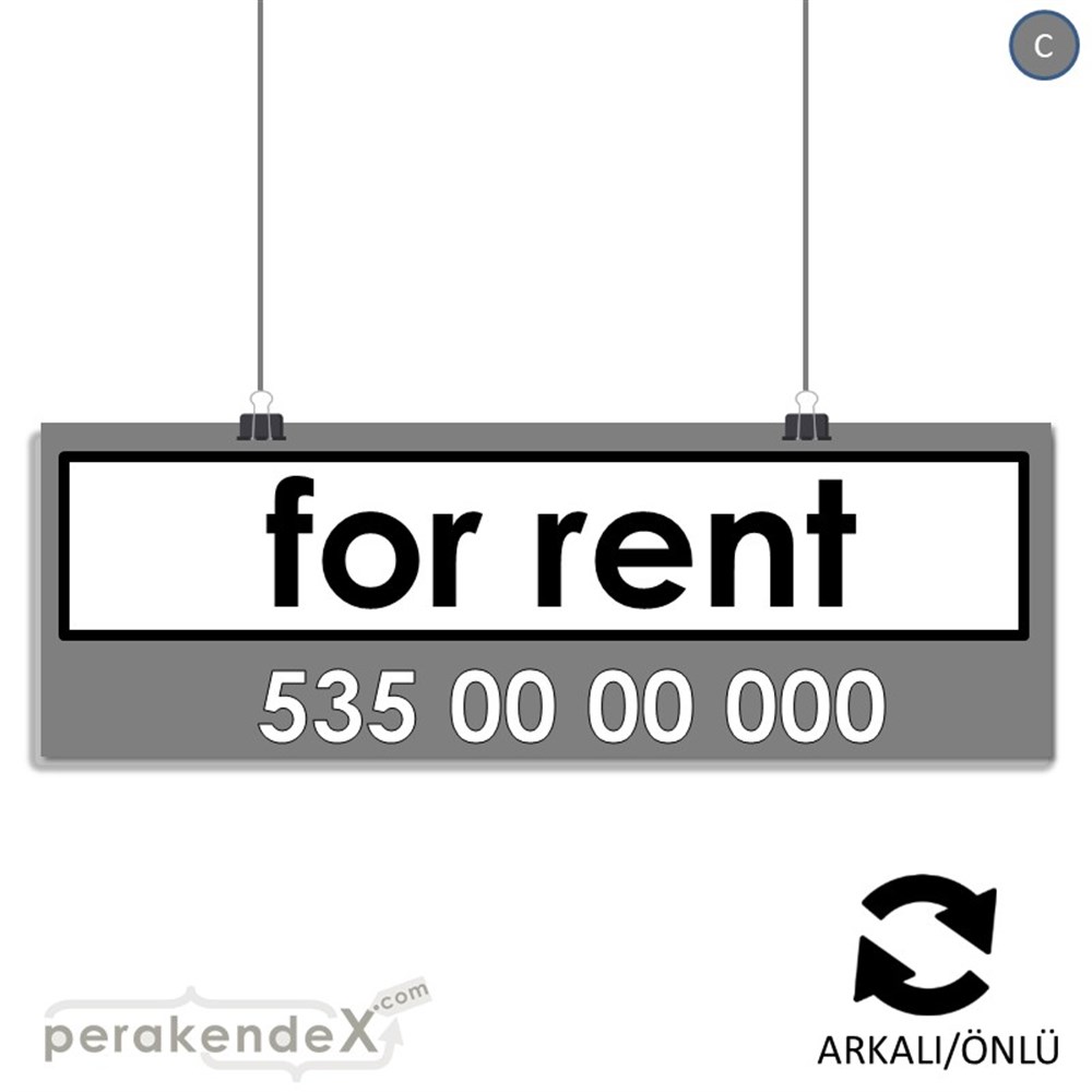 İngilizce Kiralık Yazısı 005 SERT PLASTİK POSTER,  AFİŞ (BANNER) -dikdörtgen,çift yön baskısert plastik poster,  afiş