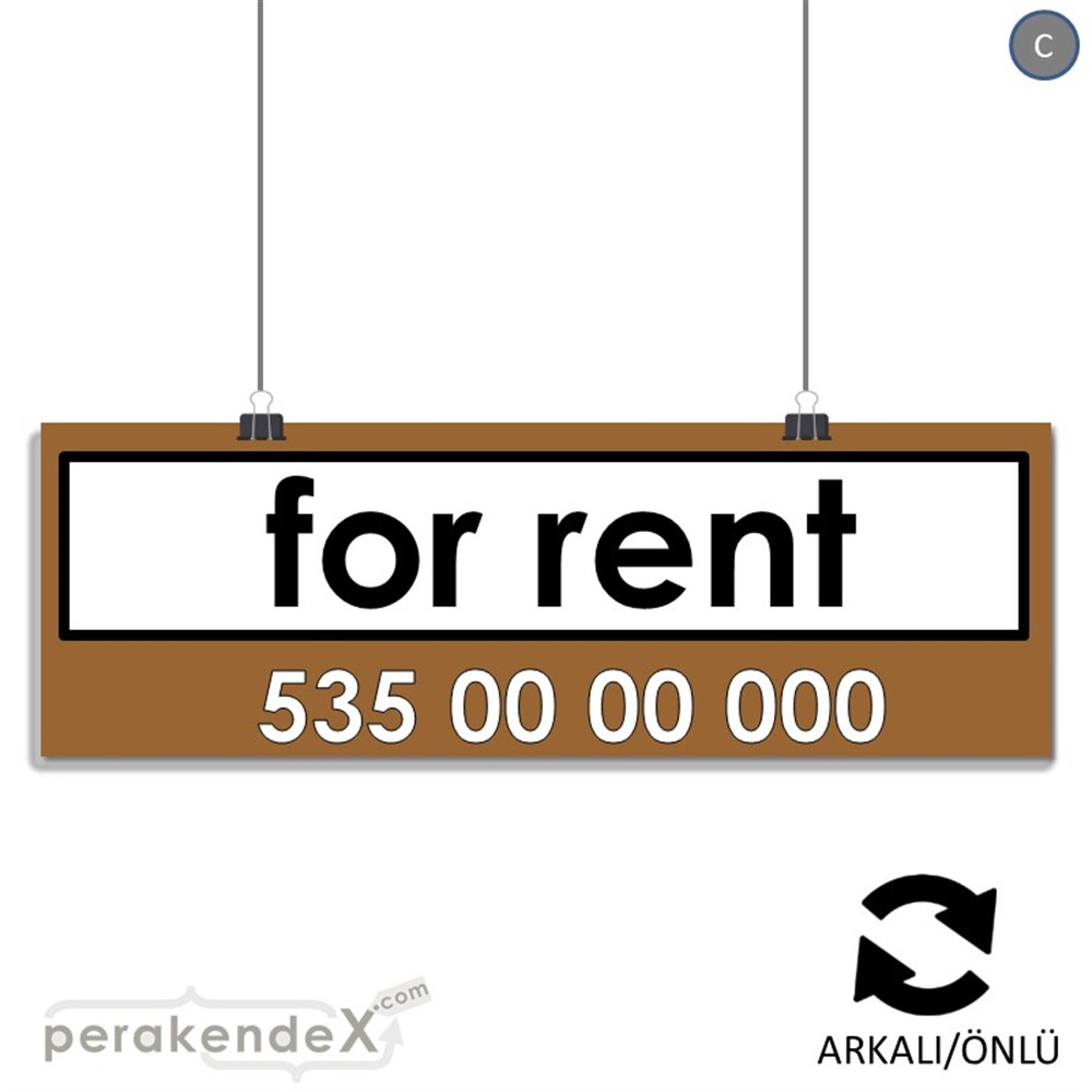 İngilizce Kiralık Yazısı 005 SERT PLASTİK POSTER,  AFİŞ (BANNER) -dikdörtgen,çift yön baskısert plastik poster,  afiş