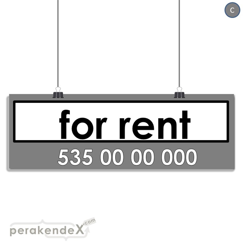 İngilizce Kiralık Yazısı 005 SERT PLASTİK POSTER,  AFİŞ (BANNER) -dikdörtgen,tek yön baskısert plastik poster,  afiş