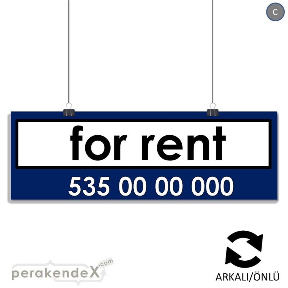 İngilizce Kiralık Yazısı 005 SERT PLASTİK POSTER,  AFİŞ (BANNER) -dikdörtgen,çift yön baskısert plastik poster,  afiş